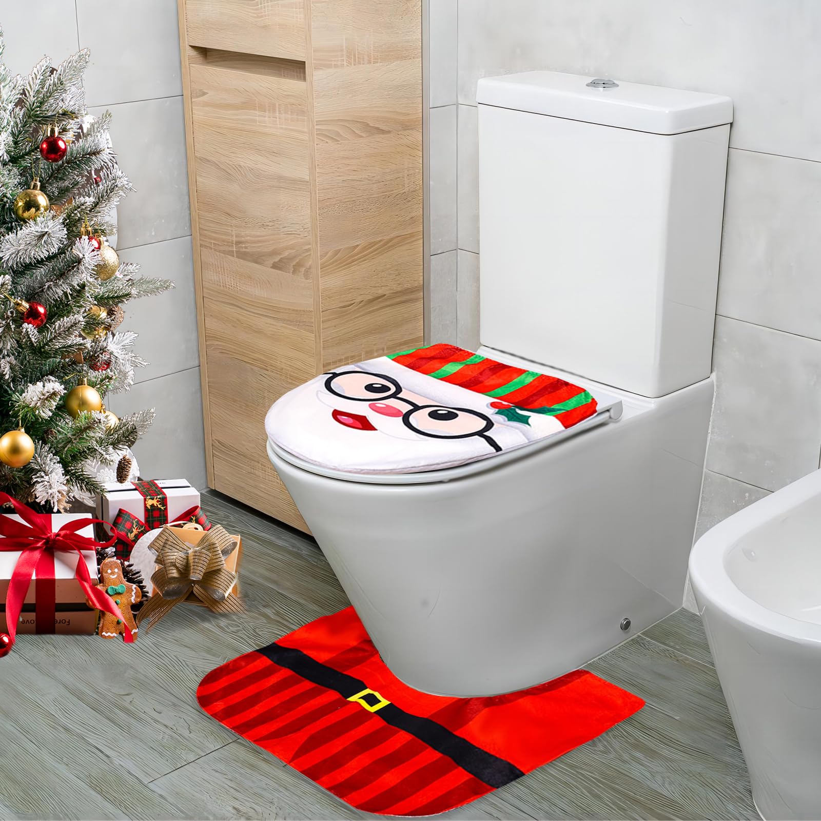 Weihnachten Toilettensitzabdeckung Mit Toilettentep Produktbild-Vorschau 3