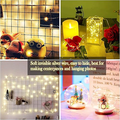 Miniatura 8 de Guirnalda de luces estrelladas, 3 modos, luces de luciérnaga de Navidad con temporizador, 20 micro LED en 7.2 pies6.6 ft, alambre de cobre plateado,