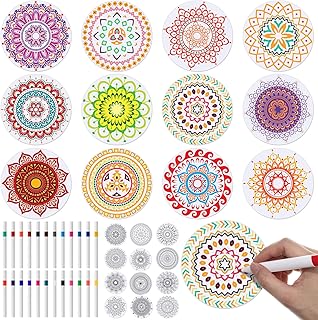 12 Pcs Color Your Own Coaster Ceramic DIY Kits for Adults Absorbent Drin...