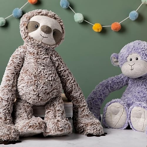 Miniatura 6 de DEMDACO Heartful Hugs Mono morado y gris, animal de peluche con peso de 17.5 pulgadas