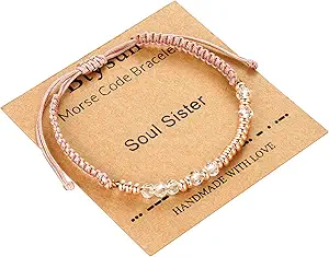 Btysun Morse Code Bracelets for Women Christmas Gift Stocking Stuffers for Teens Pink Braided Bracelets Inspirational Best Friend Birthday Gifts for Her High School Graduation Gifts for Her 2025 Mom Bracelet Jewelry
