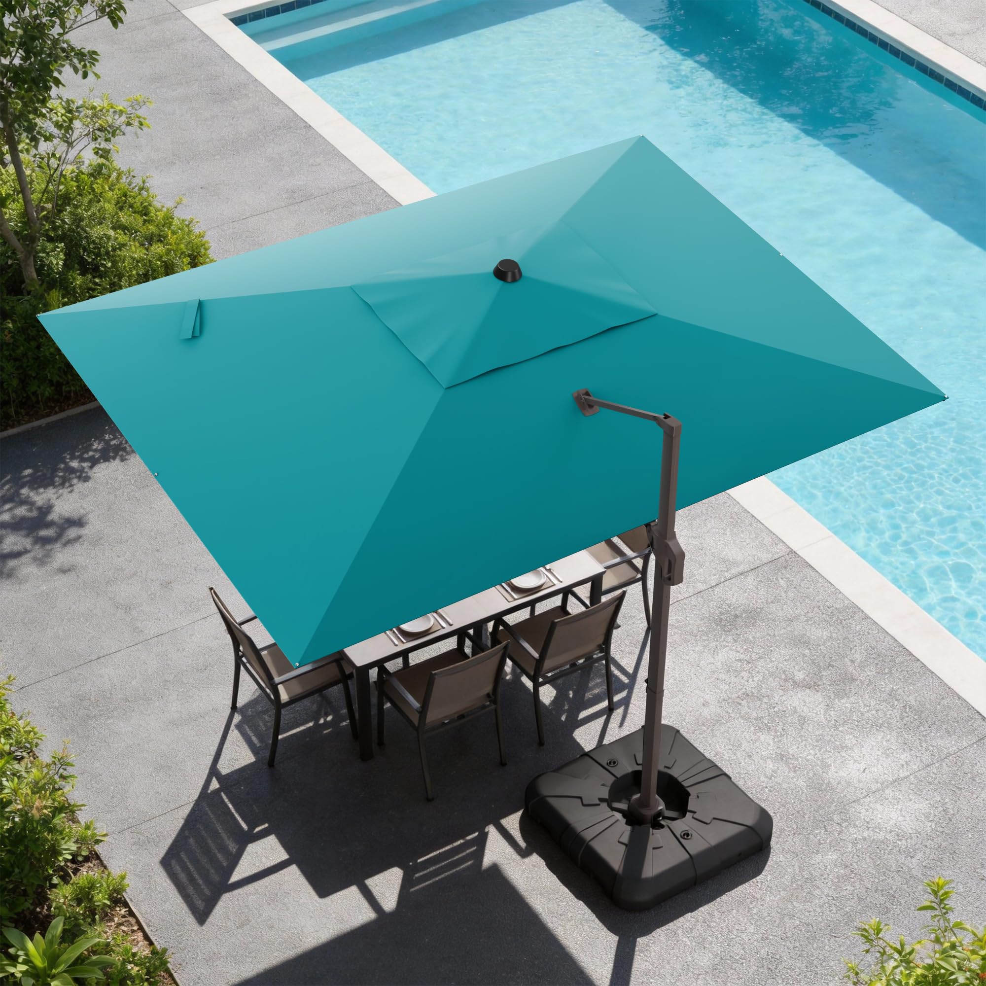ZLACUIU 9x12 FT Cantilever Patio Umbrella, Large Rectangular Offset Outdoor Umbrella with 360° Rotation, Heavy Duty Shade Umbrella for Garden Backyard Deck Poolside Courtyard, Turquoise : Patio, Lawn & Garden
