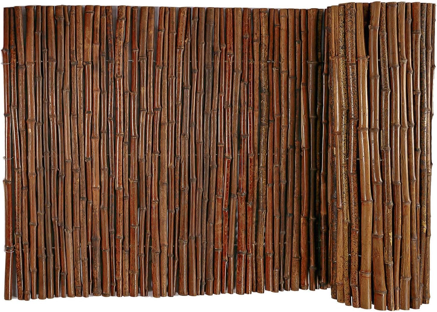 carbonized bamboo fence 3ft x 8ft, natural outdoor privacy screen, eco-friendly garden fence roll for patio, backyard, balcony, and landscape decoration, durable weather-resistant bamboo fencing roll