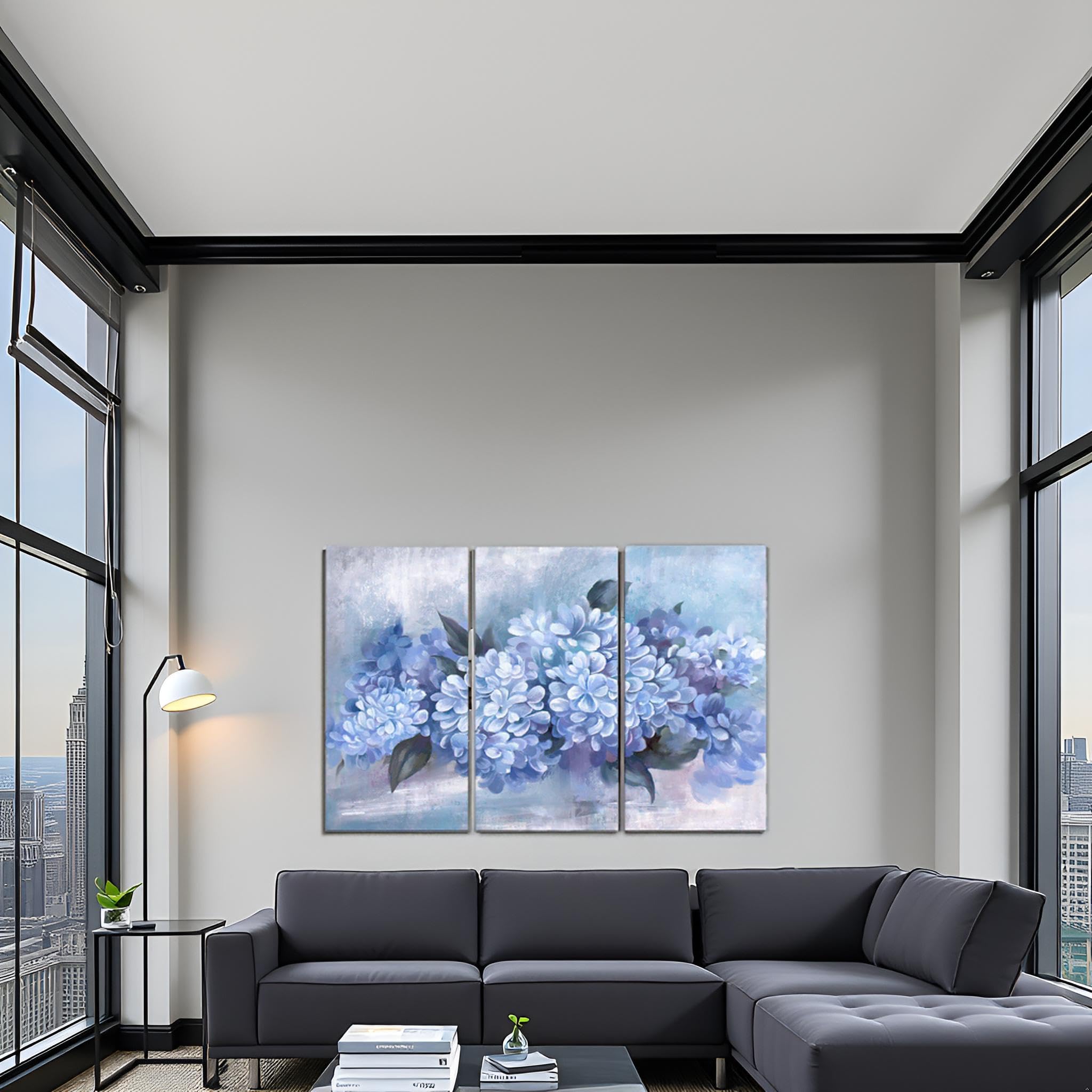 IHAPPYWALL Leinwand-Bilder-Set – 3 Teile, Rustikale Blumen (Mohn, Tulpe, Hortensie), Fertig Gerahmt, 91,4 X 30,5 Cm