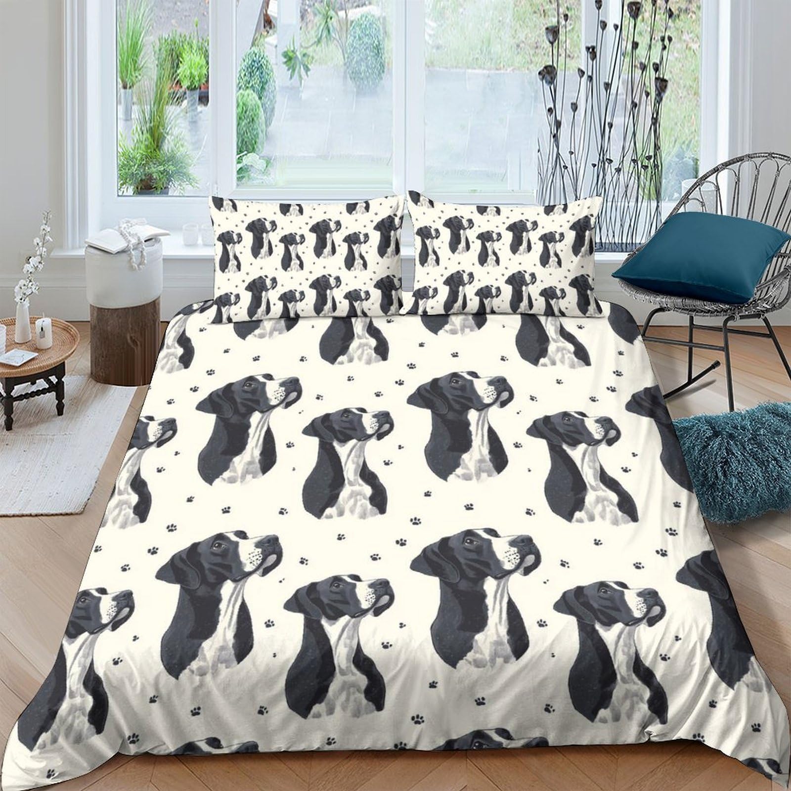 P5V6M1Q9 3D Printed Panda Pattern Duvet Cover Microfiber Soft Breathable Bear Bedding Set with 2 Pillowcases for Bedroom Decor Single（135x200cm）
