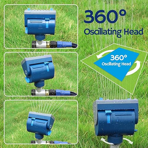 Miniatura 4 de Airthereal Aspersor oscilante con estaca de metal y juego de adaptadores de conexión rápida, control de rango de riego, ancho y caudal, cubre hasta