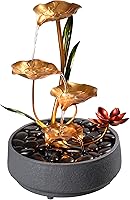 Haobos 4-Tier Lotus Tabletop Water Fountain - Zen Meditation Desk Decor, Indoor Relaxing Waterfall for Home Office