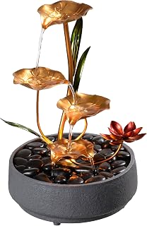 Haobos 4-Tier Lotus Tabletop Water Fountain - Zen Meditation Desk Decor, Indoor Relaxing Waterfall for Home Office