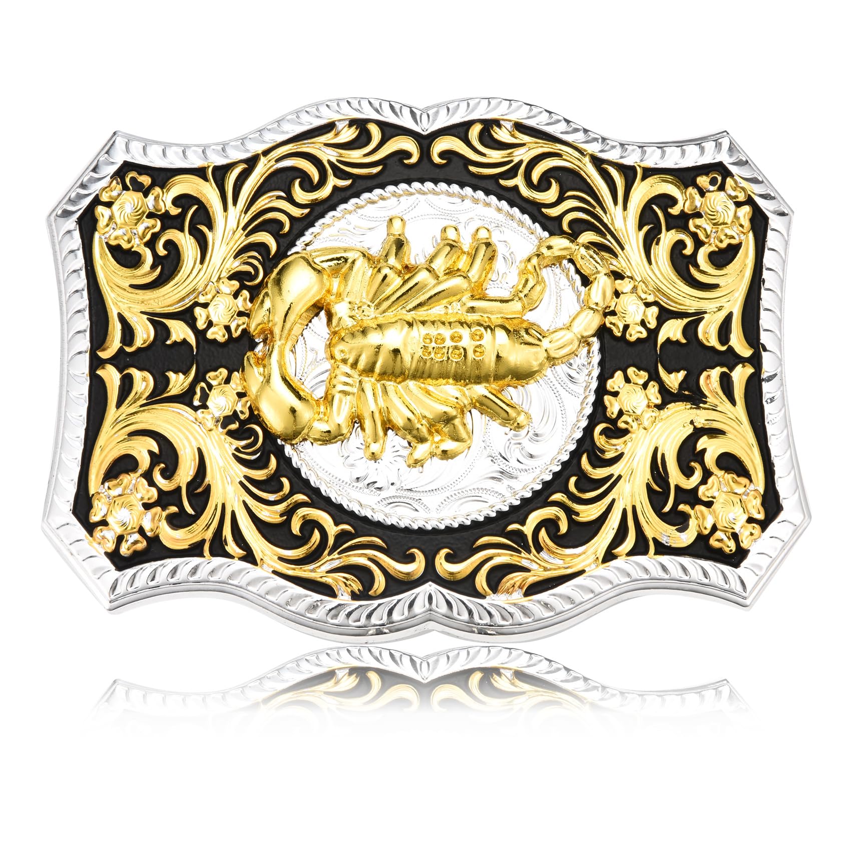 Western American Belt Buckle for Men Golden Floral Scorpion Horse Rooster Belt Buckles Men Western Cowboy