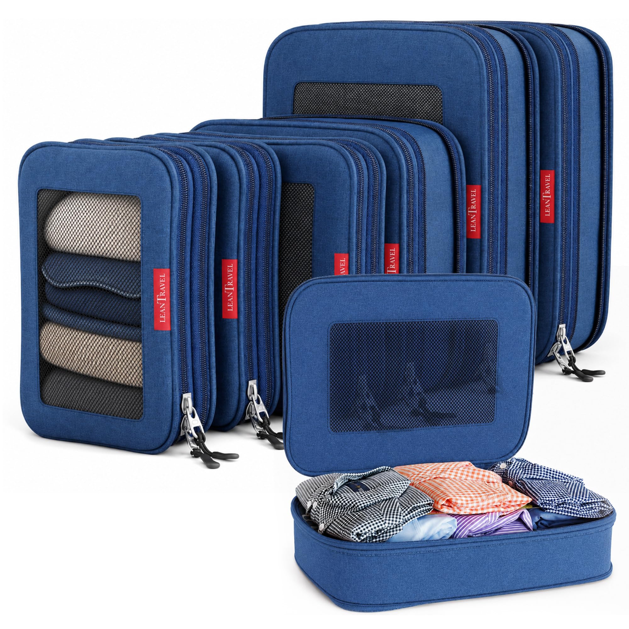 LeanTravel Premium Compression Packing Cubes for Travel - Suitcase Organizer Bags with Do…