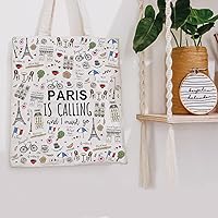 Vista 7 de POFULL Regalos temáticos de París Paris Is Calling And I Must Go Bolsa de cosméticos Regalo para amantes de París, Paris está llamando bolsa de mano