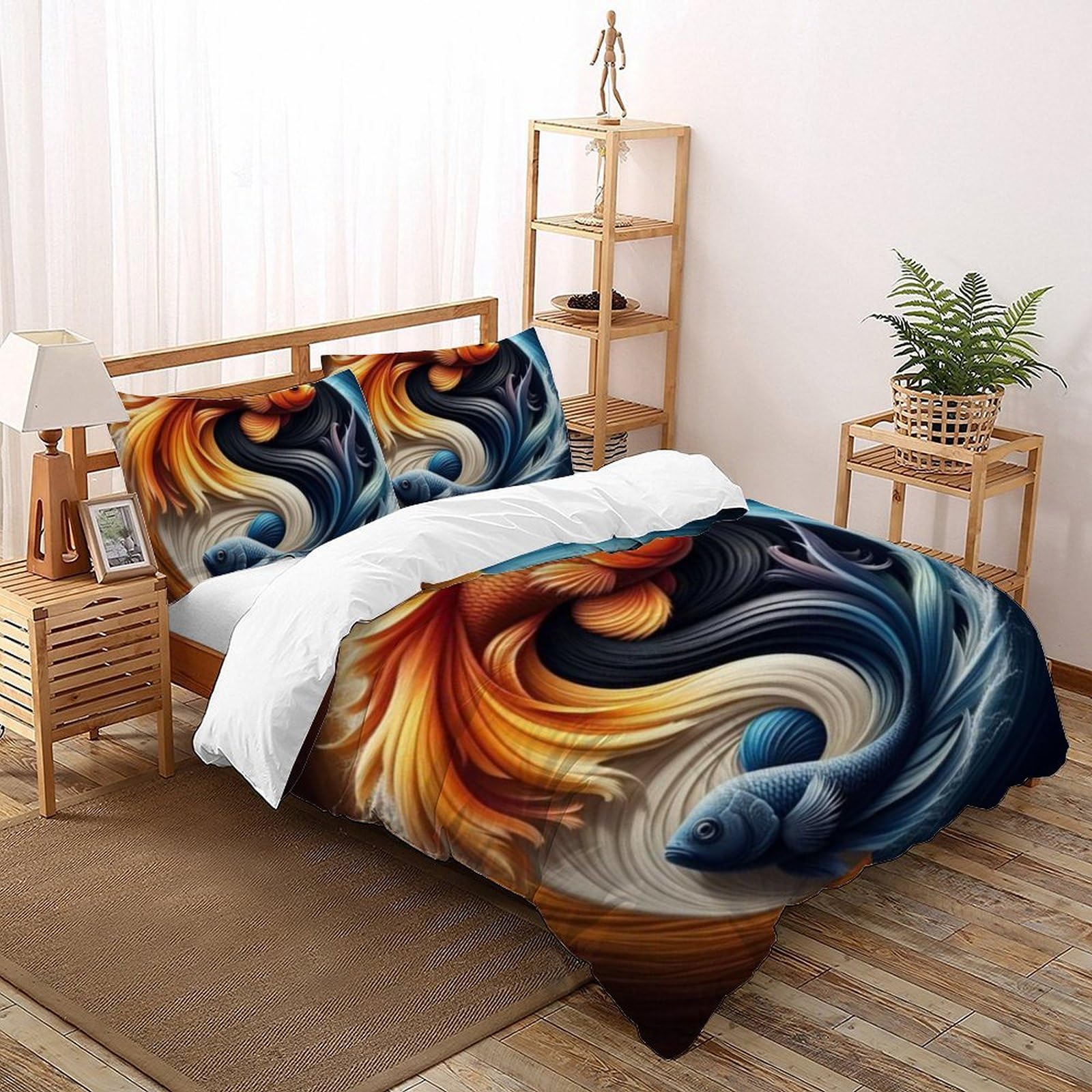 Housse de couette double douce et facile à laver pour lit d'adolescente motif animaux 3D