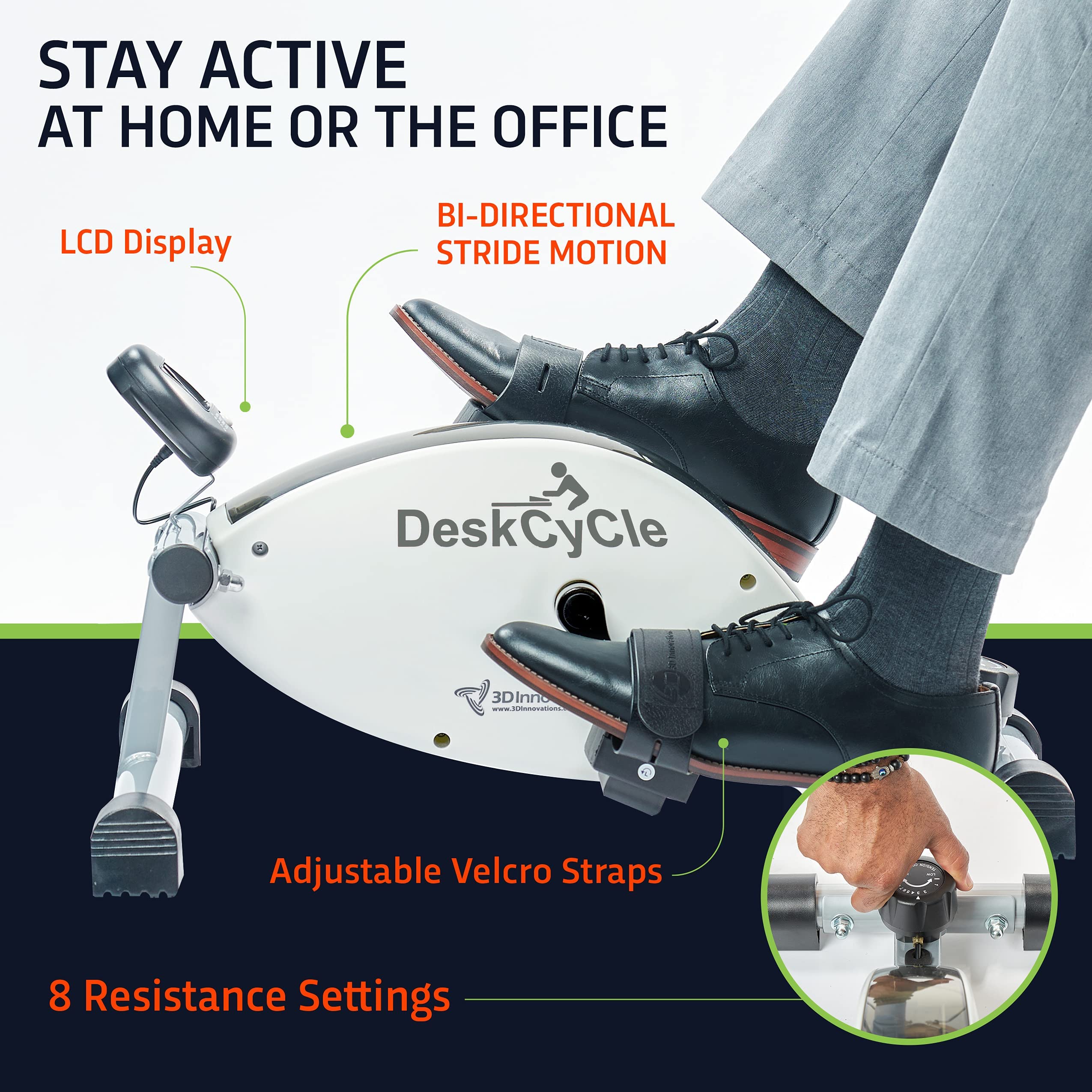 DeskCycle Under Desk Bike Pedal Exerciser Portable Foot Exercise Cycle for Sitting with LCD