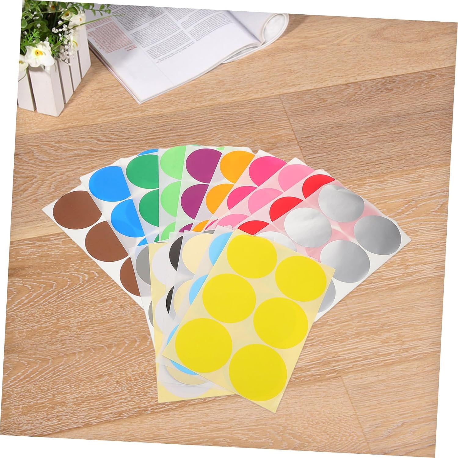 DOITOOL 16 Sheets Colored Dot Stickers Adhesive Circle Labels for Classroom Office Inventory Management Versatile Color Coding