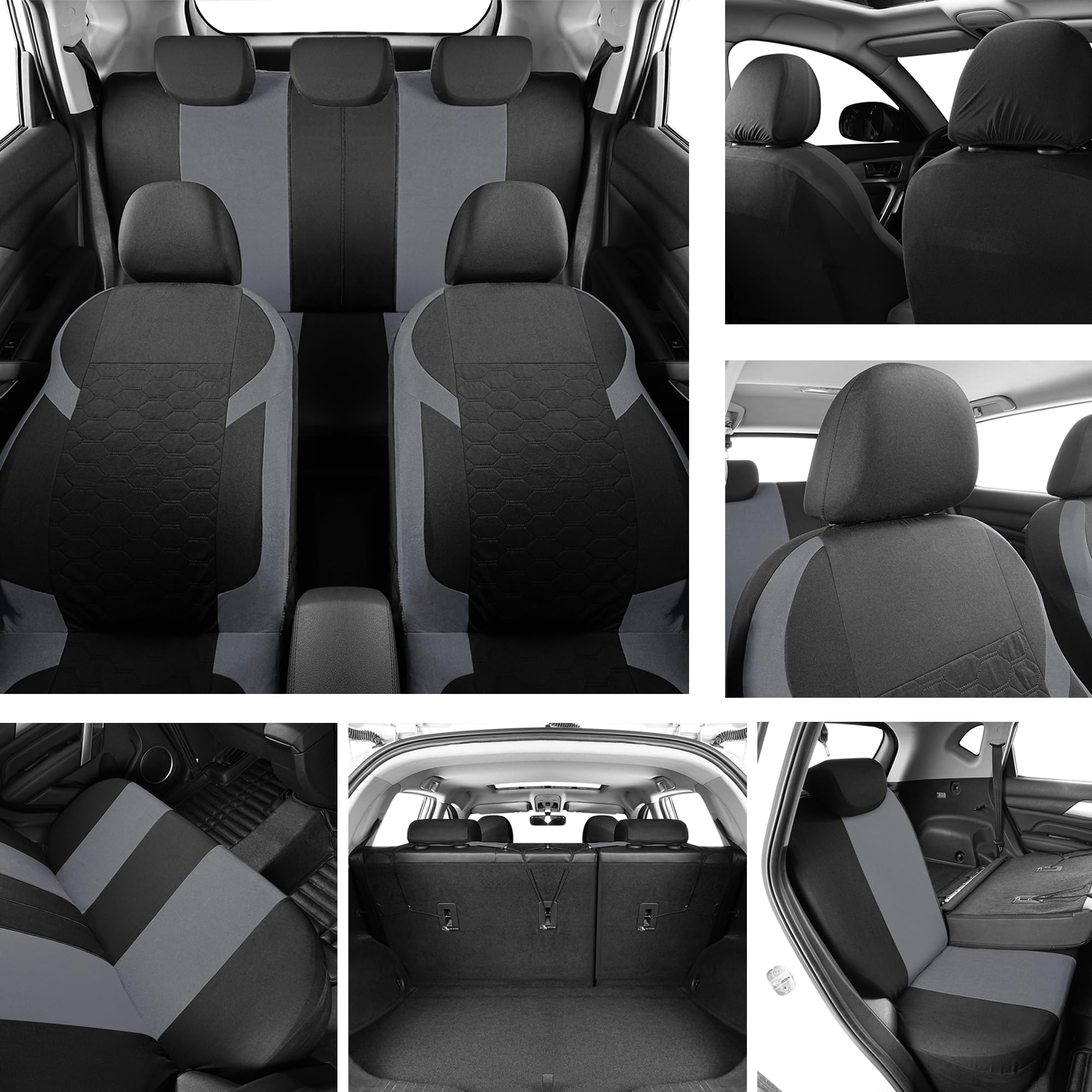 Fundas de asiento universales Chifeng para Ford Edge Fiesta Focus Ka+ Plus Kuga Mondeo Puma(gris)