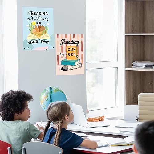 Miniatura 5 de easykart labels 6 coloridos carteles de lectura para decoración de biblioteca de aula para la escuela, carteles de lectura para escuela primaria,