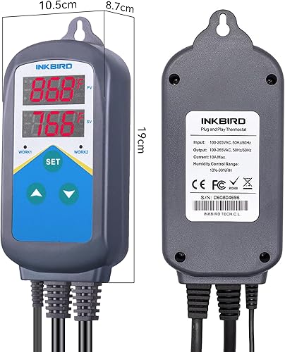 Miniatura 6 de Interruptor de tiempo y termostato Inkbird Digital AC 100 - 240 voltios, 1200 vatios calefacción para cría, plantas, etc.