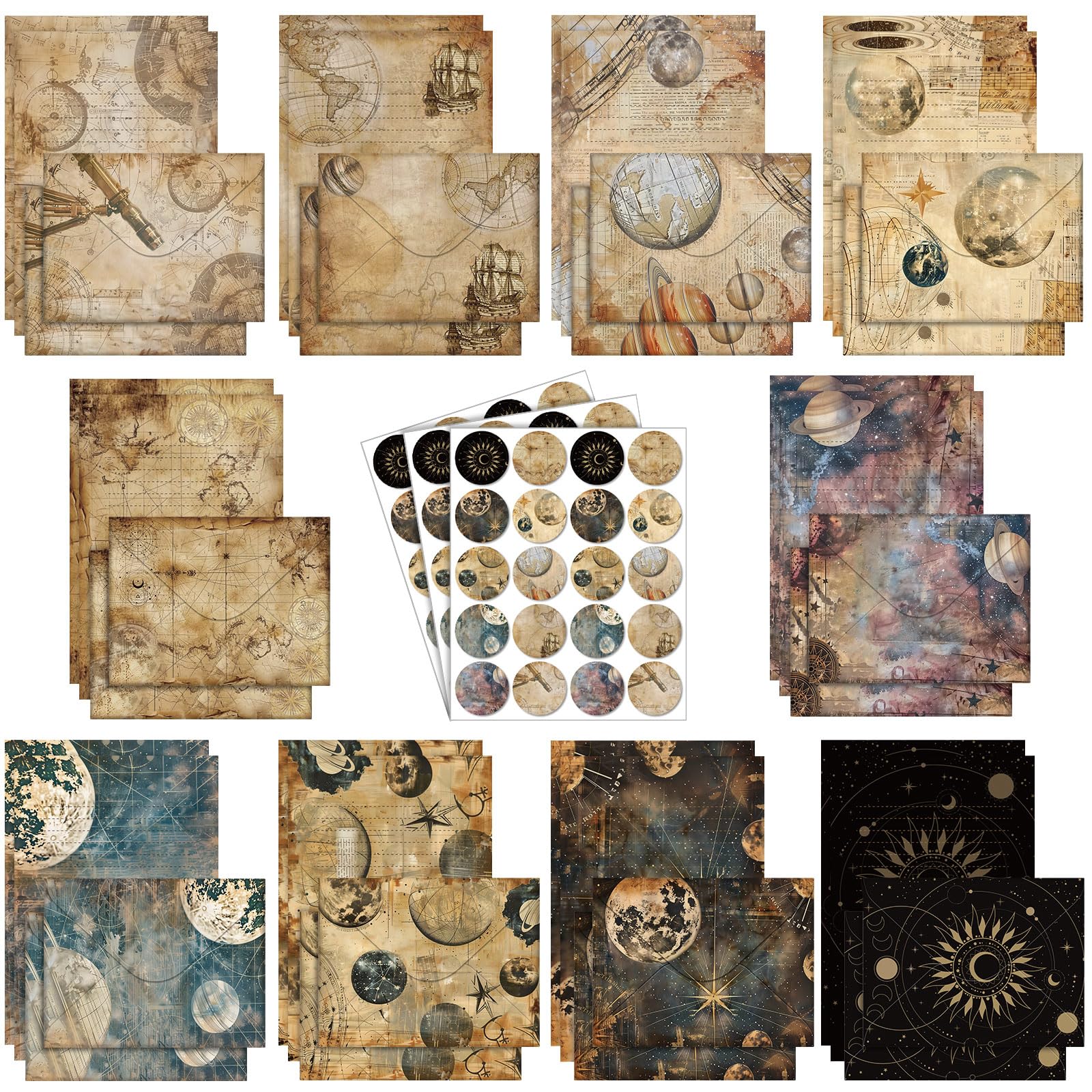TaoBary 160 Pcs Space Moon Stationery Paper and Envelopes Set 5.5 x 8.25''
