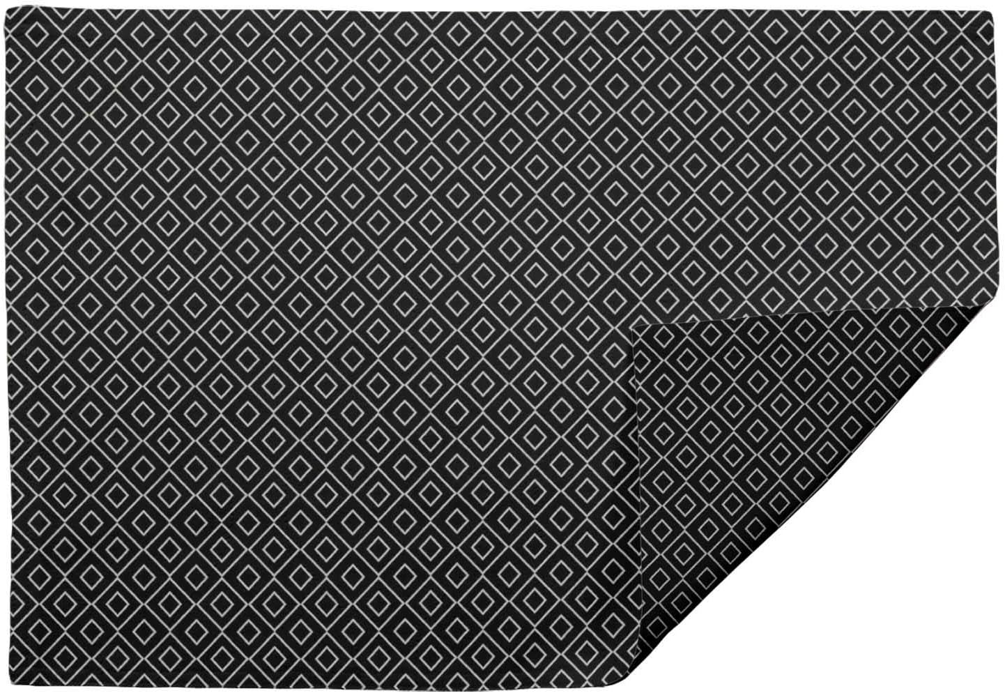 S4Sassy Black Diamond Geometric Printed Washable Dining Table Mats Reversible Placemat-12 x 18 Inches-6 Pcs