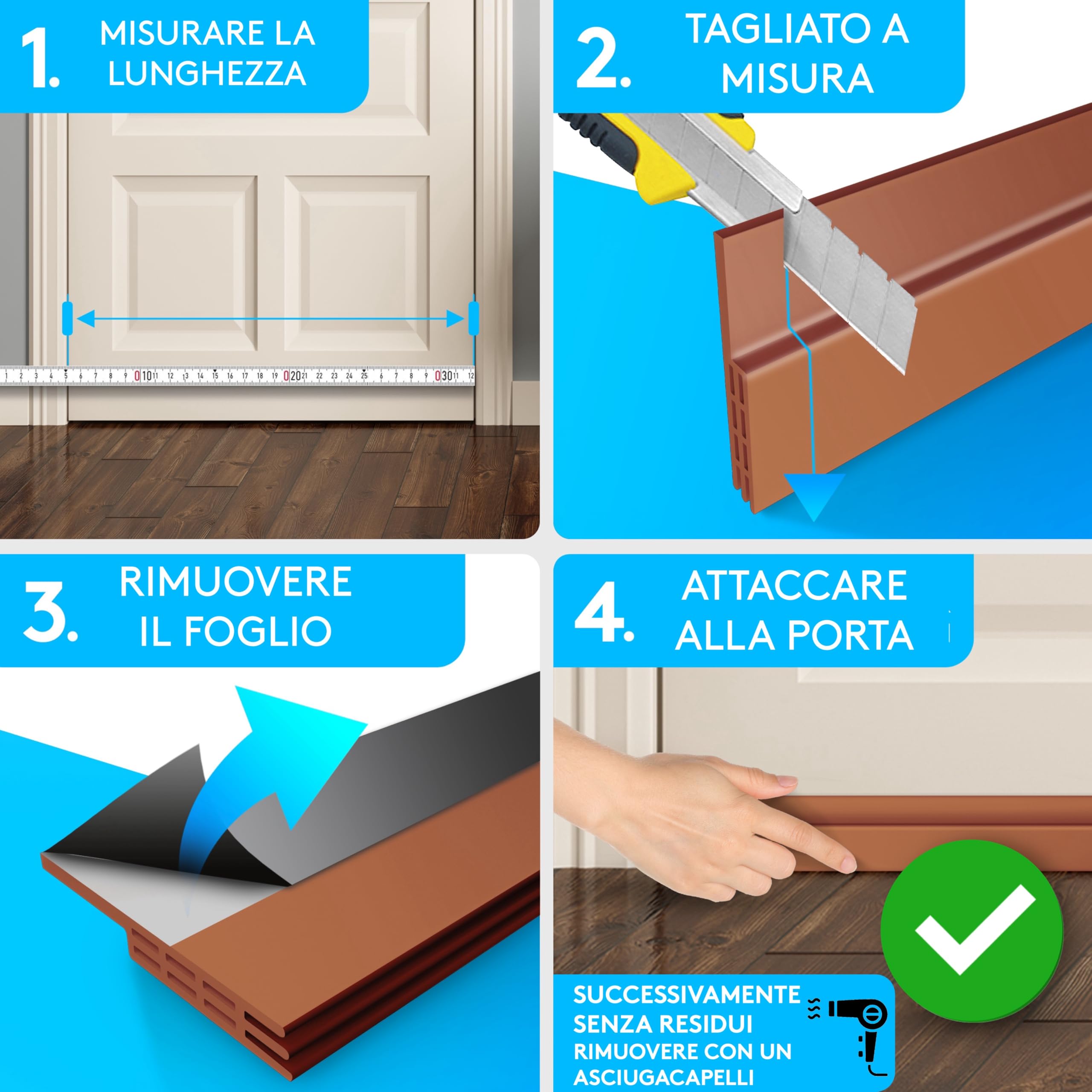 SilverRack Paraspifferi porta blindata Premium - Paraspifferi sottoporta - 1x1m Marrone - Paraspiffero Isolante dal Freddo Ideale per l'Isolamento Acustico - Paraspiffero per Porta d'Ingresso