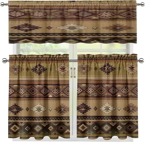 Juego de cenefas aztecas para cocina, cortinas cortas con bolsillo para barra, tratamiento de ventana, casa de campo, sala de estar, dormitorio, disponible en Yaxa Colombia