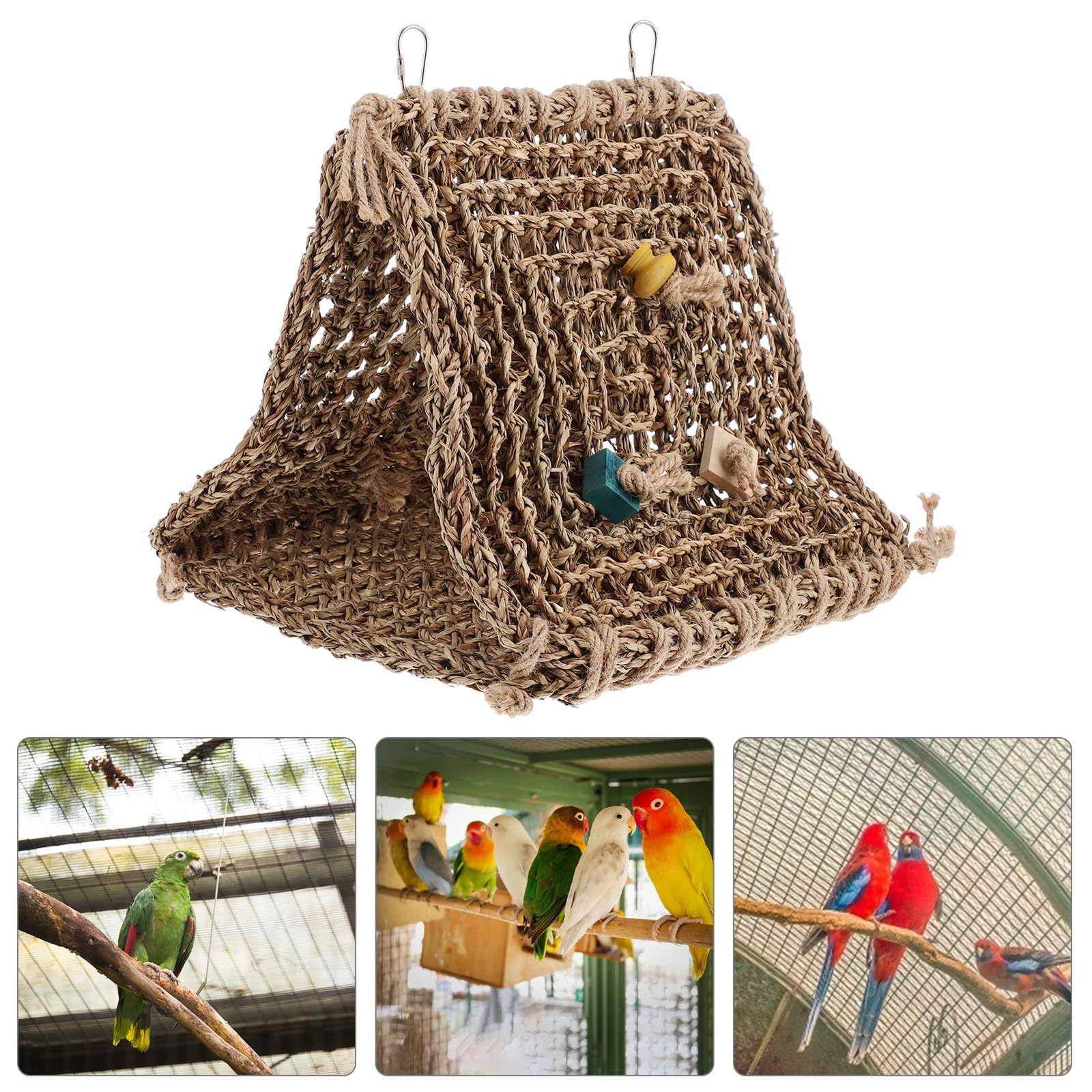 VICASKY Papageienhängematte aus Rattan mit Natürlichem Weidengeflecht Rustikales Vogelschlafplatz und Vogelhaus Geeignet für Käfig und Vogelspielzeug Leicht zu Reinigen Zufälliger Stil