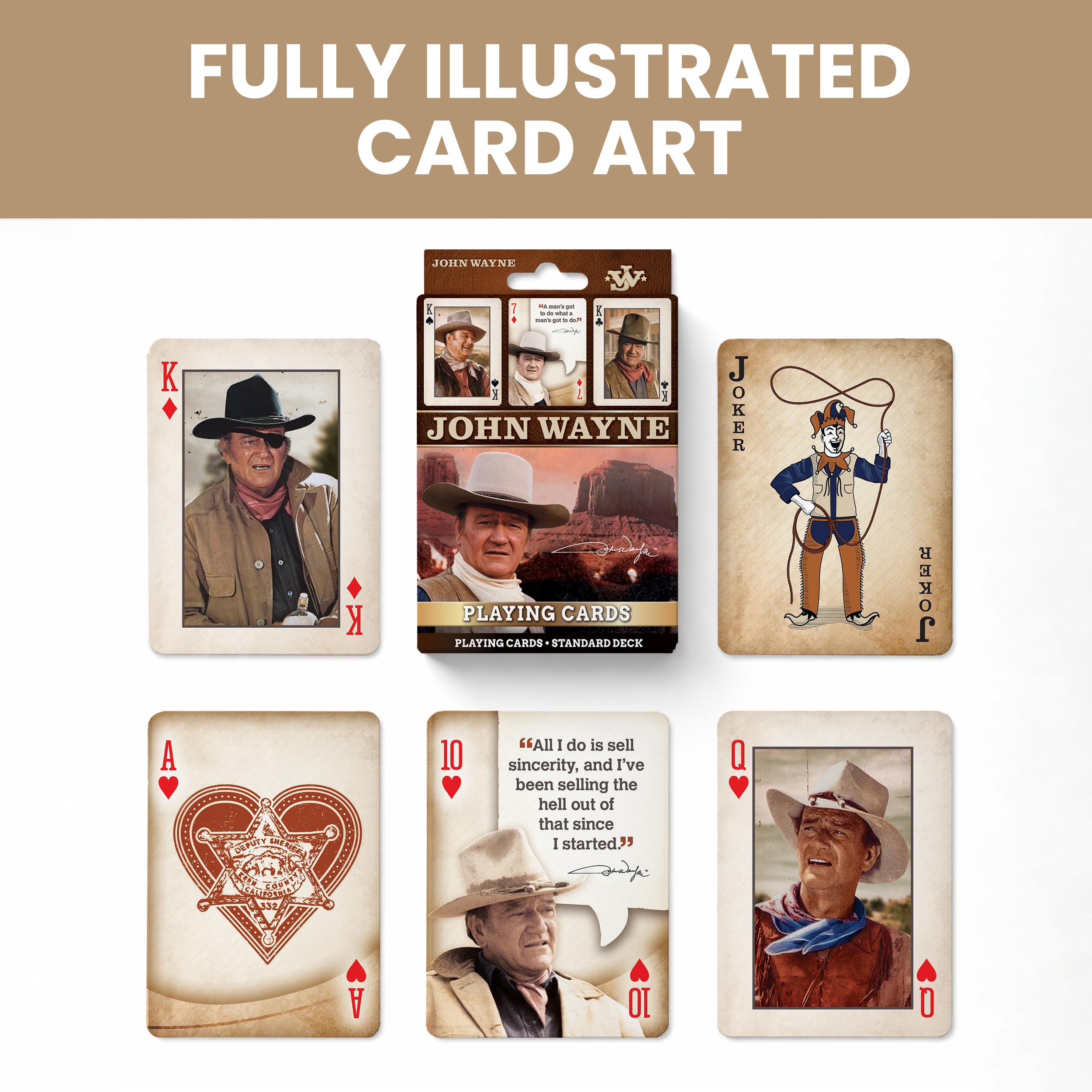Licensed John Wayne Jw Ensemble de 52 Cartes à Jouer + Jokers ( Mpc )