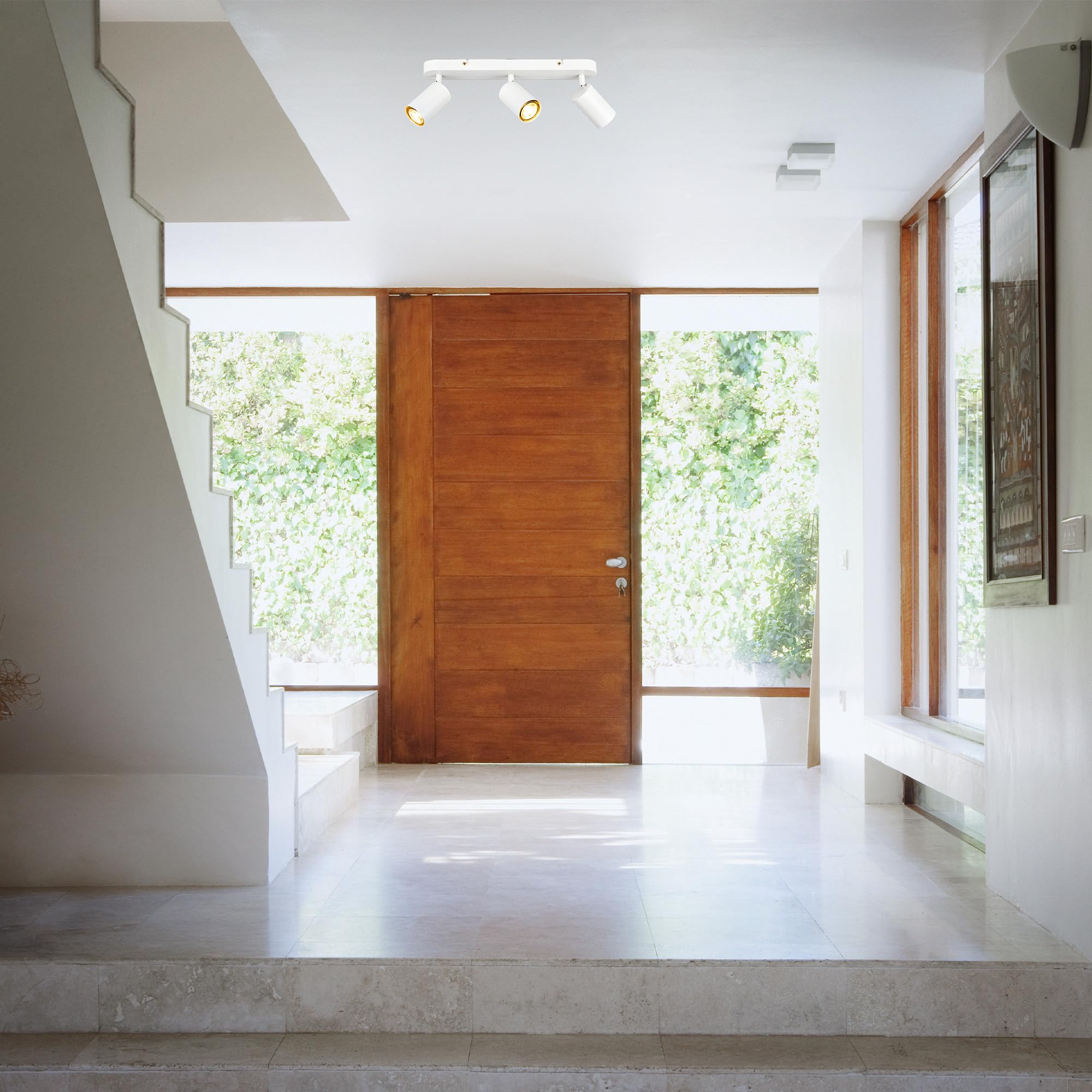 B.K.Licht - Lámpara de techo 3 luces, Metal Blanco, GU10 máx 3x9W, 60x90x390mm, Sin Bombillas, IP20, Iluminación Dirigida, Diseño Moderno Blanco