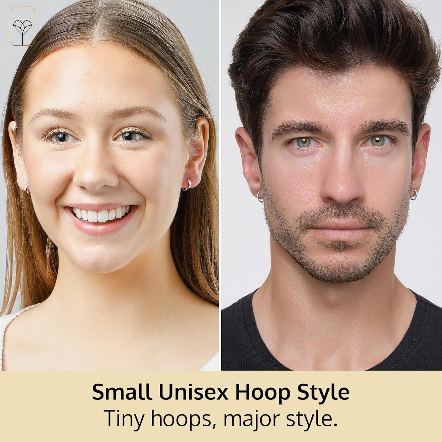 14K Solid White Gold Huggie Earrings for Women | Hypoallergenic Domed or Flat Style Small Hoop Earrings in Sizes 10mm, 12mm & 14mm | Small Gold Hoops for Men & Women by MAX + STONE - Image 3