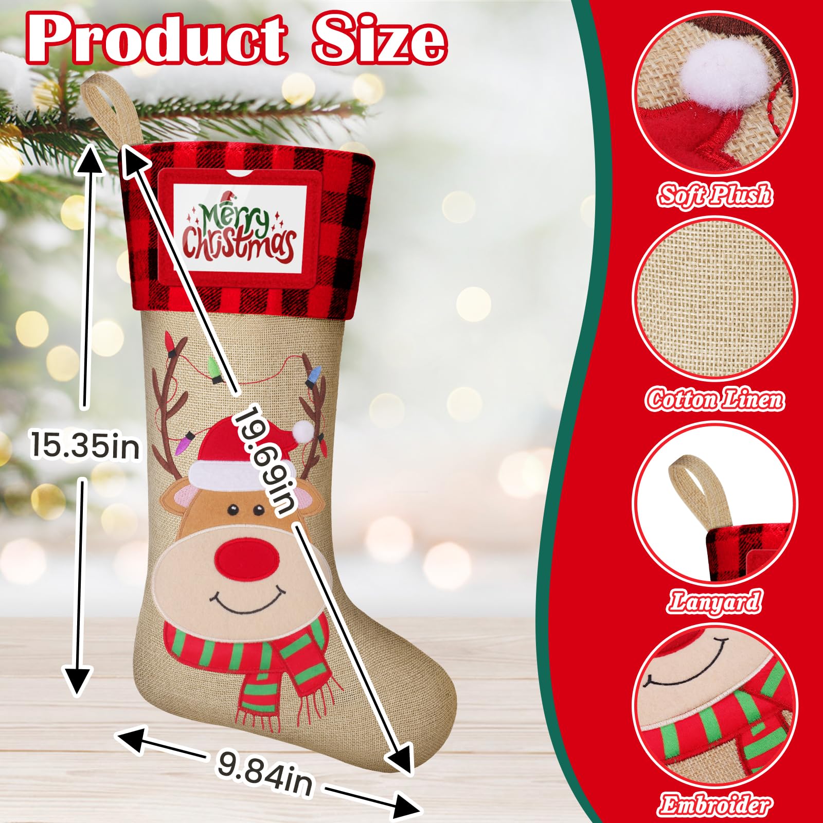 DeckTheHalls Weihnachtsstrümpfe, personalisierbar, 48,3 cm, großer Weihnachts- und Familienstrumpf für Weihnachtsbaumdekoration, Kamin-Party-Dekoration, 3 Stück