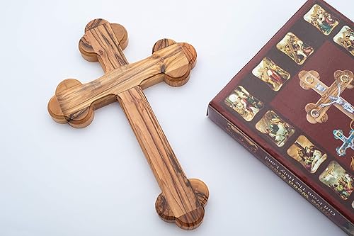 Miniatura 7 de Olive Wood Gifts Shop Cruz lisa de madera de olivo hecha a mano (7 pulgadas) con 12 bordes redondos, decoración artística de la estación de la cruz,