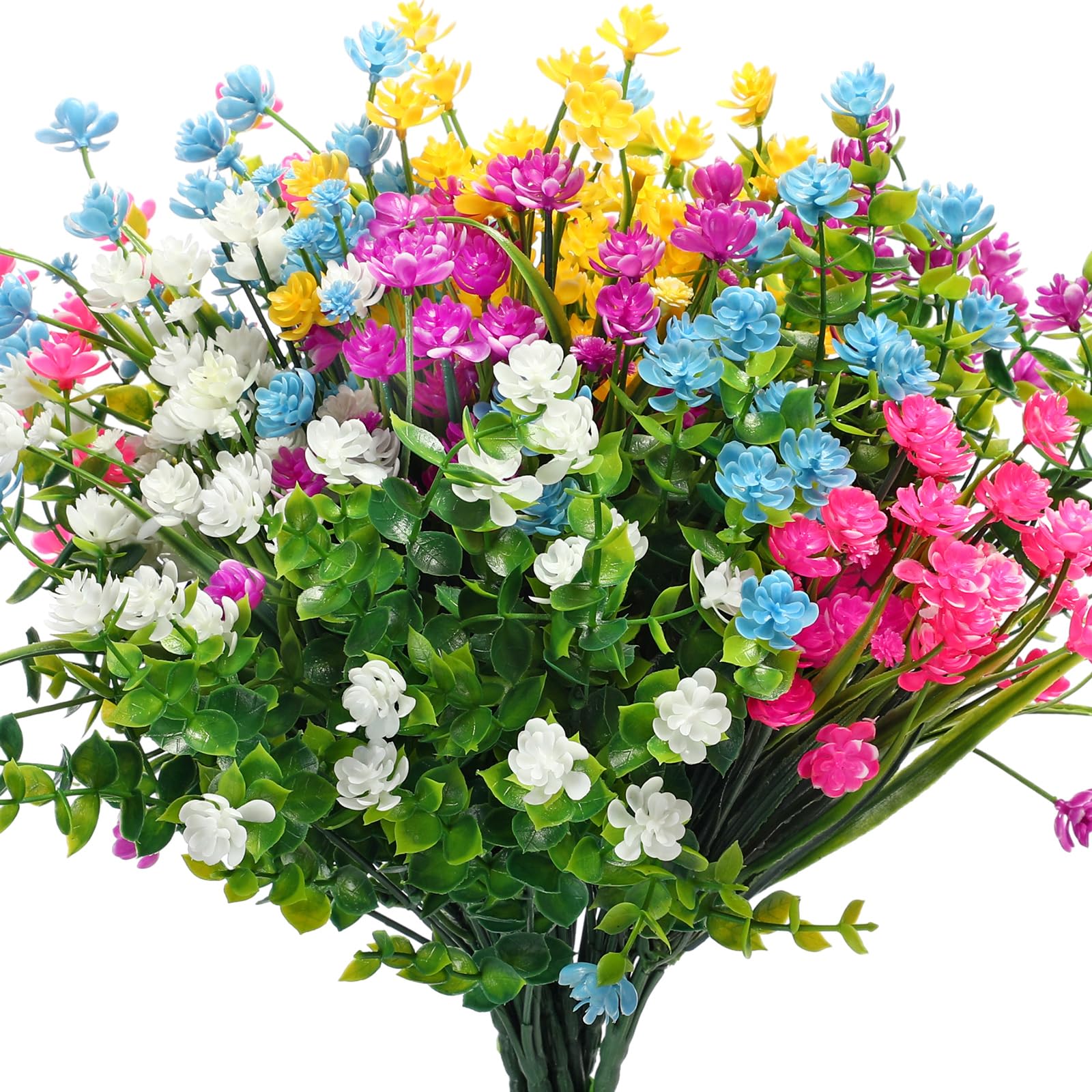 Fleurs artificielles d'extérieur en plastique | Lot de 12 pour pot de fleurs et fenêtre