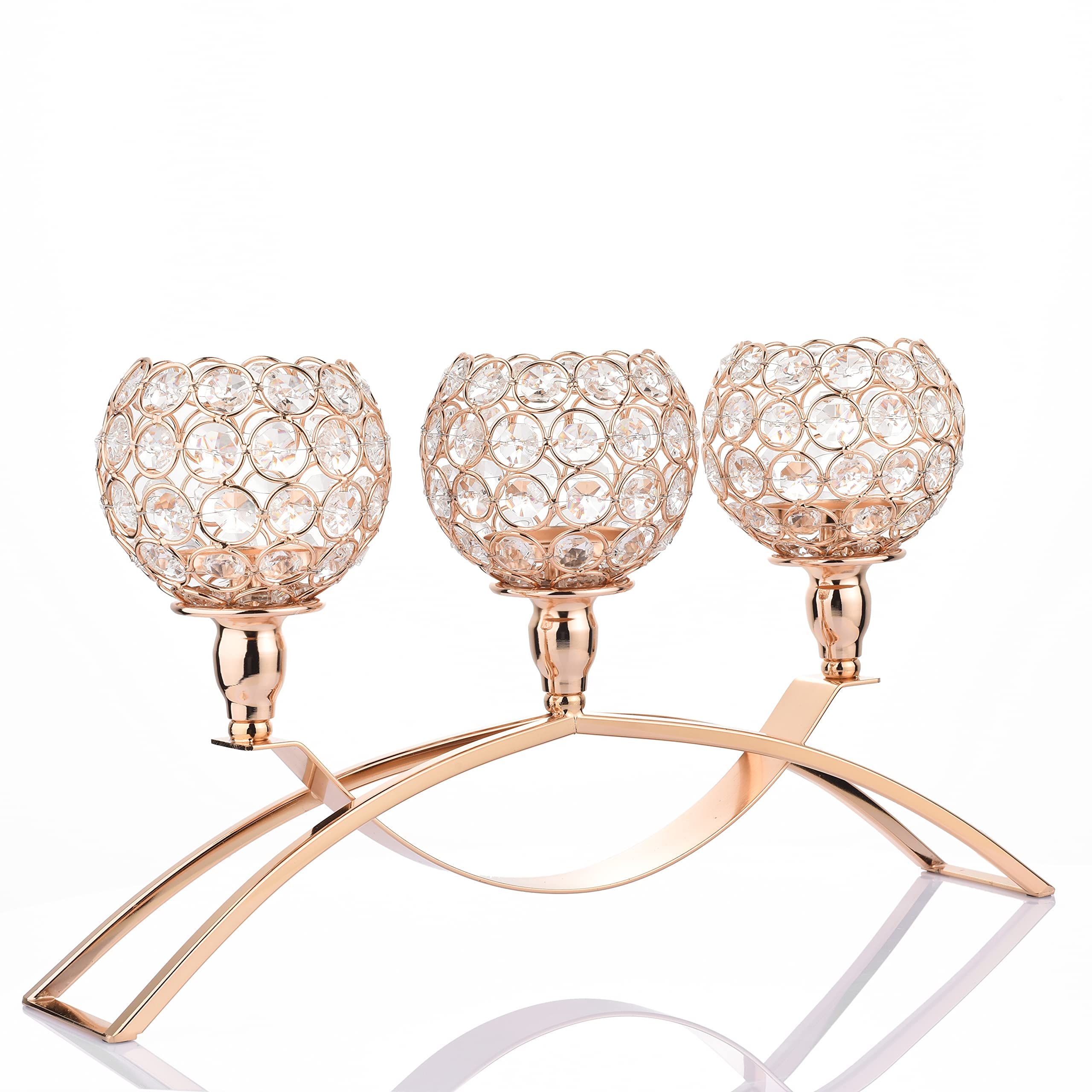 Esharey ACTNOW Gold Crystal Candle Holders 3 Arms Candlesticks Table Candelabras Candle Centerpieces for Tables for Wedding Home Decor Dinning Room Christmas Decorations for Women