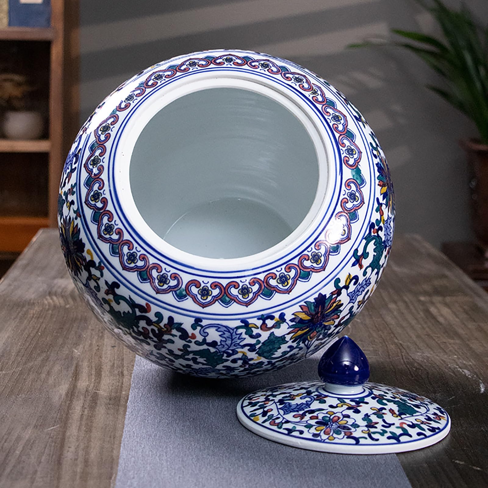 Distributori Di Cibo Classici In Ceramica Di Grande Capacità, Secchio Per Riso, Contenitore Per Cereali Retrò Per L'organizzazione Della Cucina, Distributore Di Cereali In Porcellana(B,Capacity 10KG)