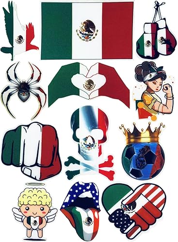 Miniatura 1 de Deokdam 12 parches de diseño multicolor lindo y moderno de última versión, autoadhesivo, estilo mexicano, parche de dibujos animados para ropa,