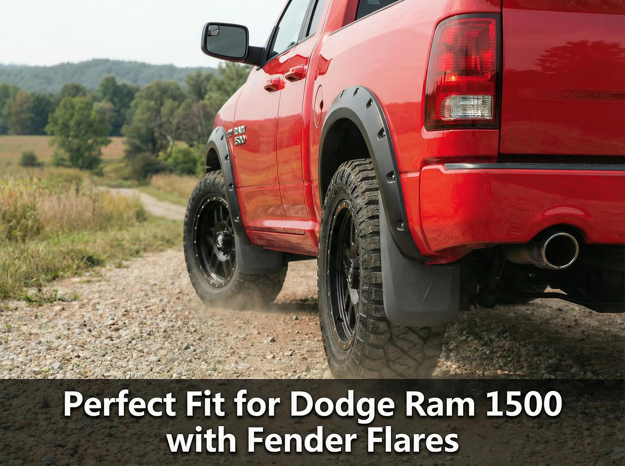 TRUXEN Mud Flaps for Dodge Ram 1500 2009-2018, 2500/3500 2010-2018 & Ram 1500 Classic 2019-2024 Accessories, Heavy Duty No Drill 4PCS Splash Guards with Fender Flares, All Weather Pickup Truck - 3