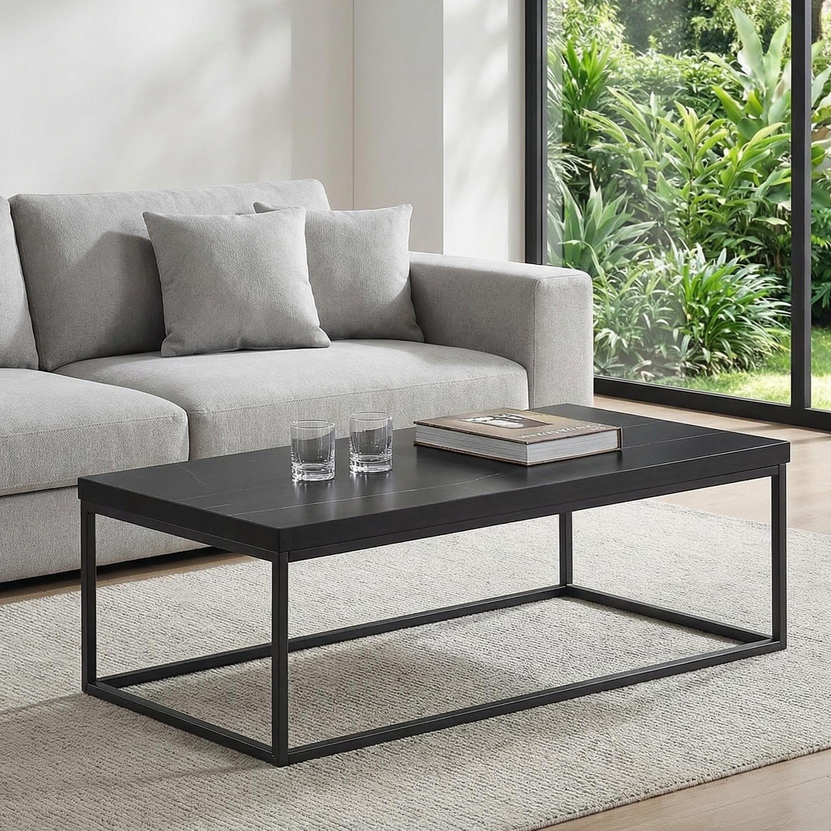 Amazon.com: CENSI Modern Black Marble Coffee Table for Living Room