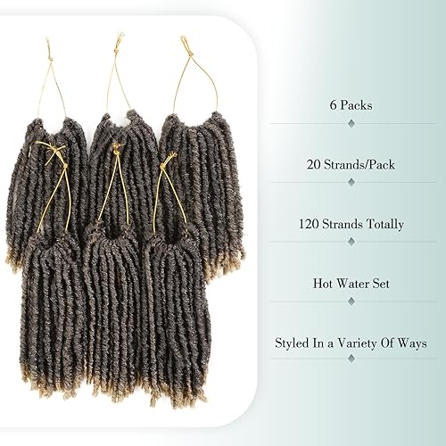 Miniatura 4 de WIGER Extensiones de cabello sintético de ganchillo de color rubio degradado pretrenzado, extensiones de trenzas de ganchillo pretrenzadas de 8