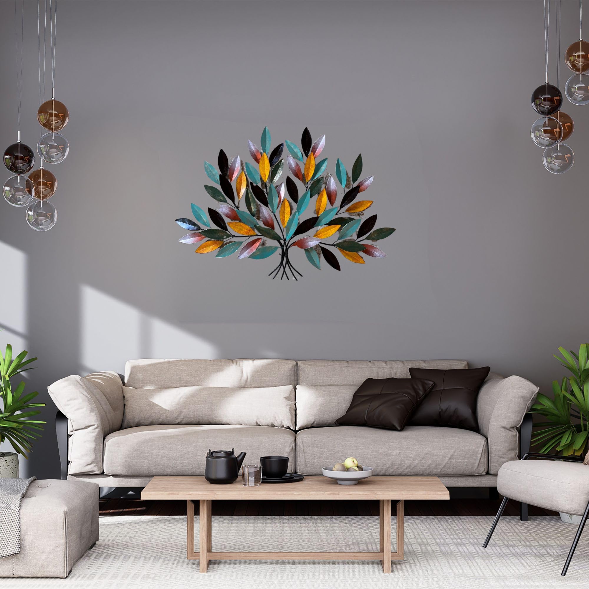 Trintura Lebensbaum aus Metall Wandbild Baum des Lebens Geschenkidee Wanddeko Wanddekoration Deko Tree of Life Wooden Wall Decoration Family Wall Art-Handarbeit (bunt)