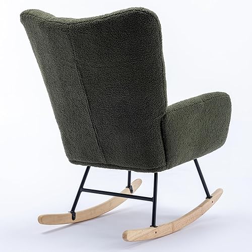 Miniatura 6 de Mecedora moderna de tela de terciopelo suave con respaldo curvado y reposabrazos, borde de asiento en forma de cascada, balancín de barril con