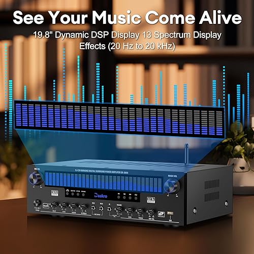 Miniatura 2 de Receptores estéreo amplificador de audio para el hogar con pantalla DSP, 300 W de potencia nominal 5.1 canales receptor Bluetooth, amplificador
