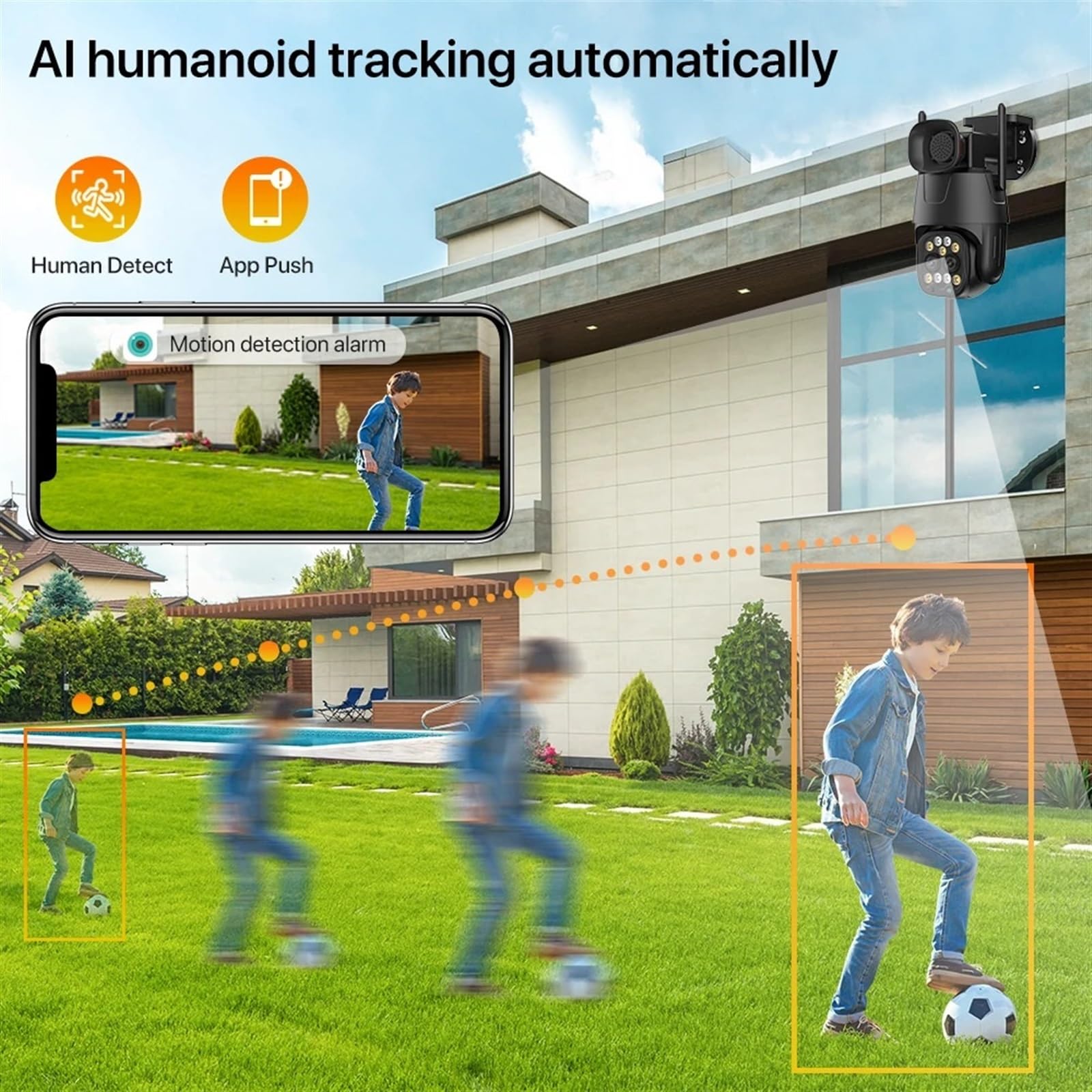 Kamery Monitoringu, Kamera IP na kartę SIM 4G 4K 8MP podwójny obiektyw 8X Zoom kamera PTZ automatyczne śledzenie kamera bezpieczeństwa 4MP zewnętrzny nadzór CCTV(4MP 4G Add 128G)