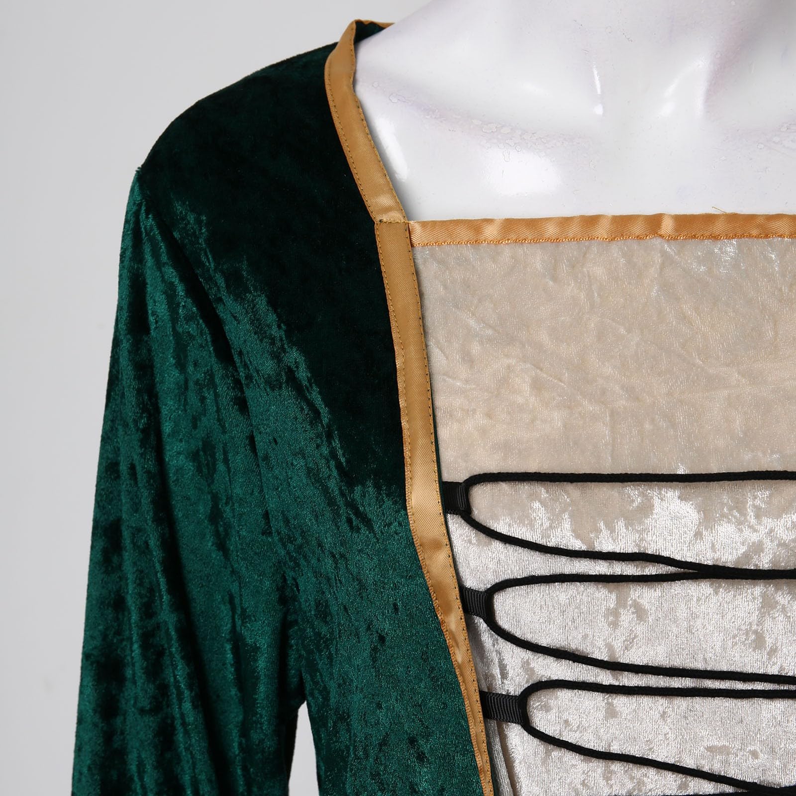 Bretelles en Velours Manches évasées Robes médiévales Robes de scène Longues
