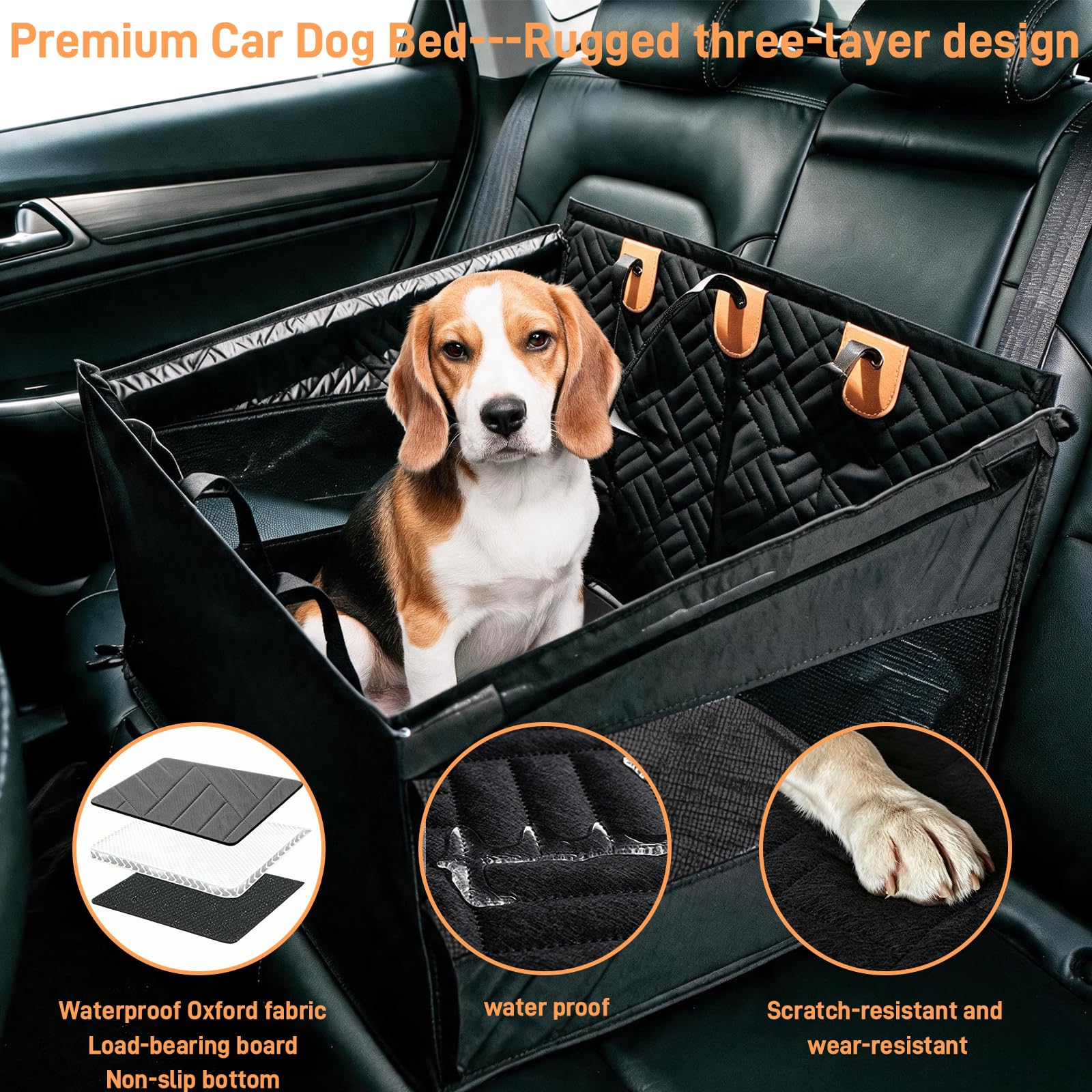 Siège Auto pour Animaux domestiques, avec Ceinture de sécurité pour Chien et fenêtre en Filet Respirante, étanche et résistant à l'abrasion, adapté aux Chiens de Taille Moyenne et Grande
