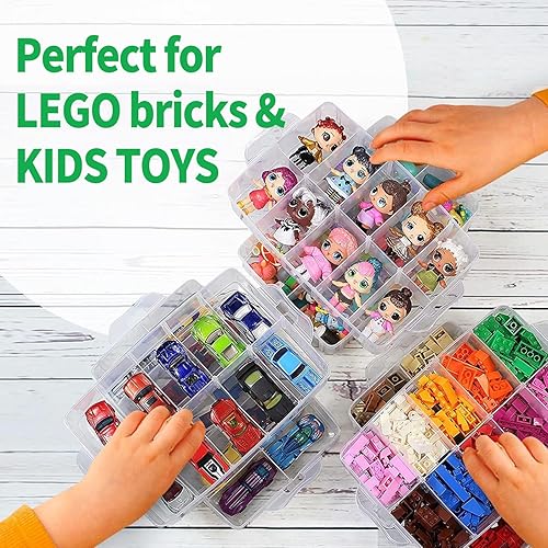 Miniatura 4 de Caja de almacenamiento para Lego, organizador de almacenamiento apilable con 30 compartimentos para Lego, almacenamiento para muñecas Barbie,