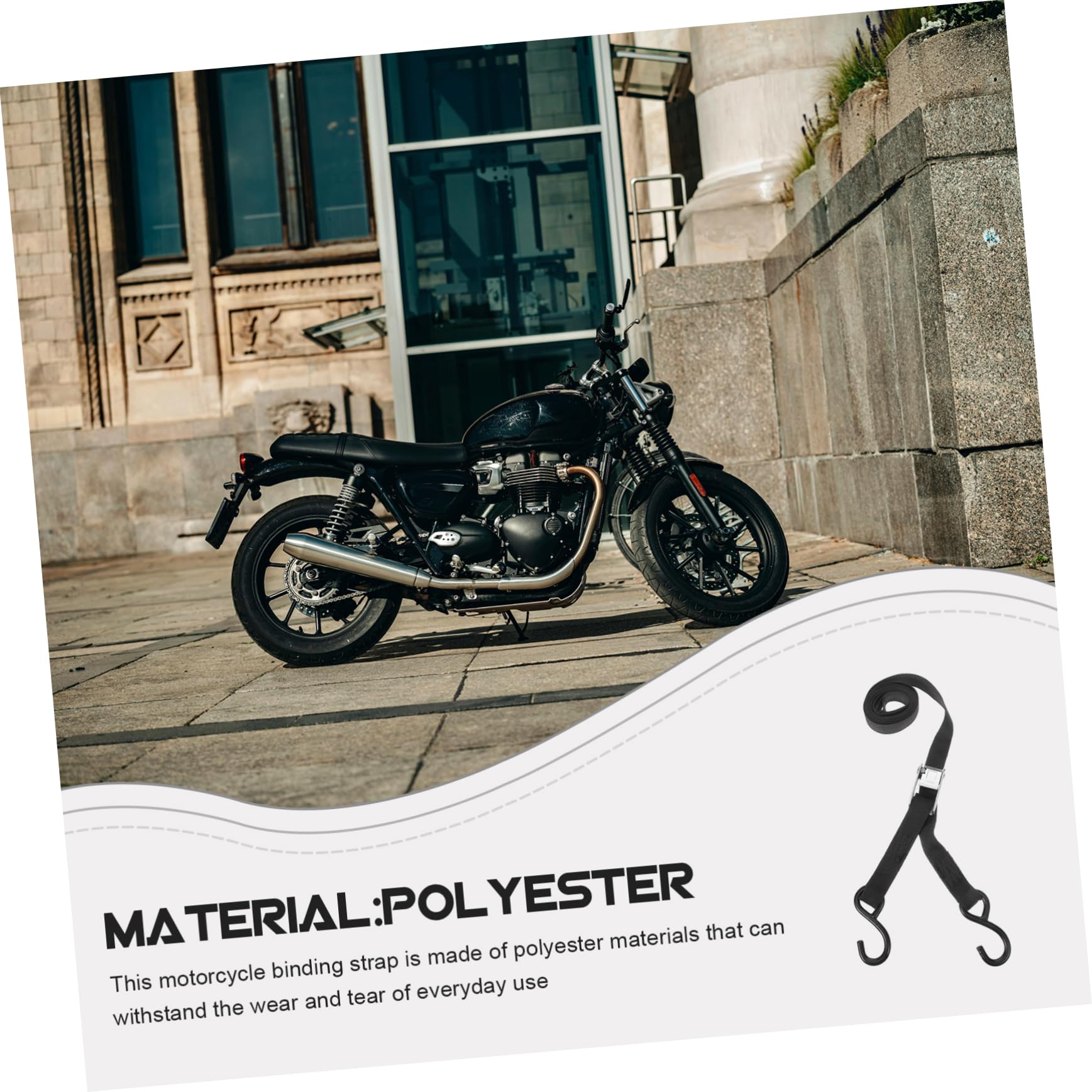 Motorrad Spanngurt aus Polyester für Gepäcksicherung | Schwarz, Schnell zu Verwenden, Befestigungsgurt für Roller und Zweiräder, 2 Stück-pack