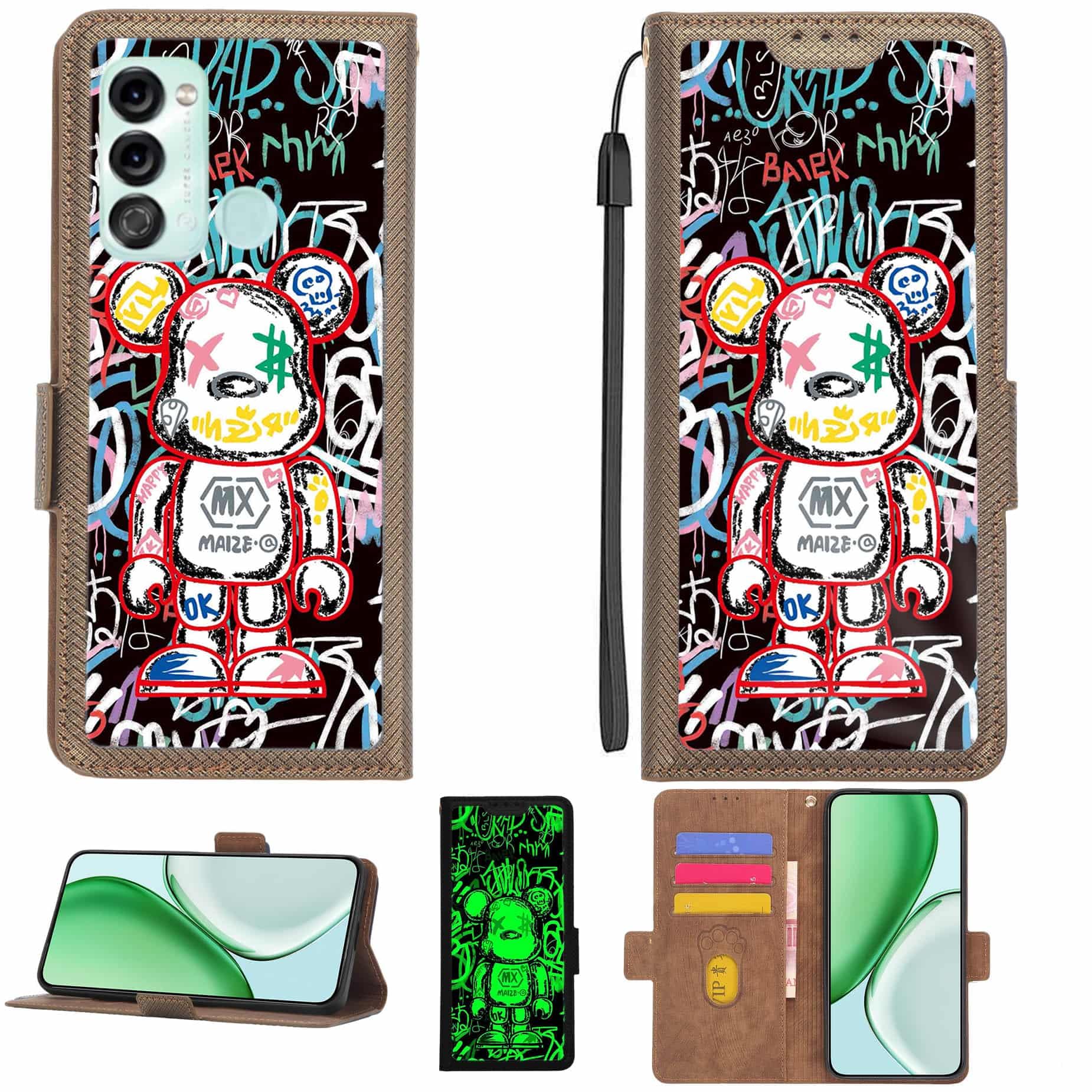 Case Compatible for Itel Vision3 Phone Case Flip Cover [with Tempered Glass Screen Protector][RFID Blocking][Luminous Effect] LPT-MXX