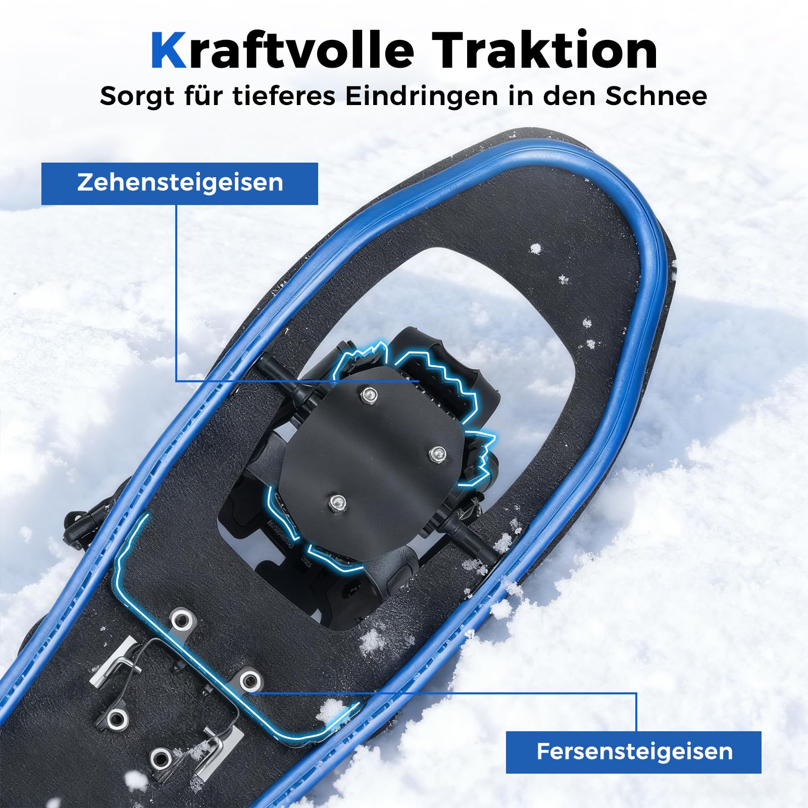 COSTWAY Schneeschuhe mit Steighilfe, Schuhgröße 35-45 bis 68/90kg, leichtes Schneeschuh-Set aus Alu mit Trekkingstöcke & Tragetasche für Herren, Damen & Jugendliche