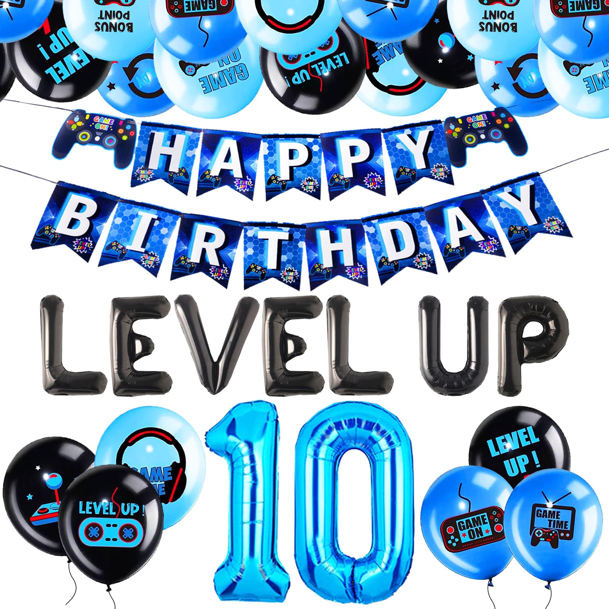 10th Birthday Decorations for Boys 10th Birthday Video Game Party Decorations for Boys Level Up 10 Party Decorations Video Game Themed Birthday