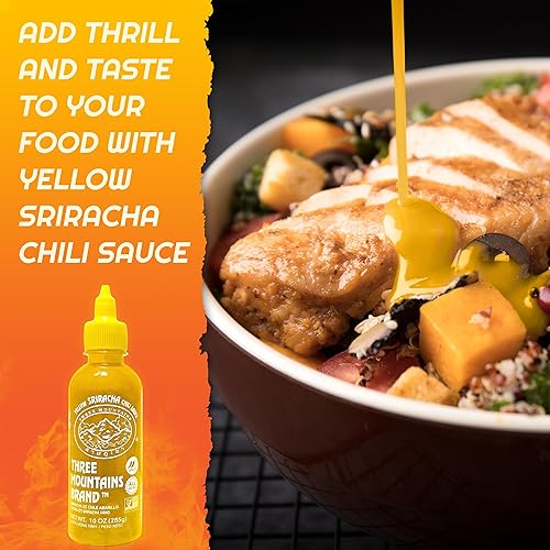 Miniatura 4 de Salsa de chile de sriracha amarilla con plato de salsa de inmersión adicional, salsas de chile picante amarillas picantes, inmersión y cocina